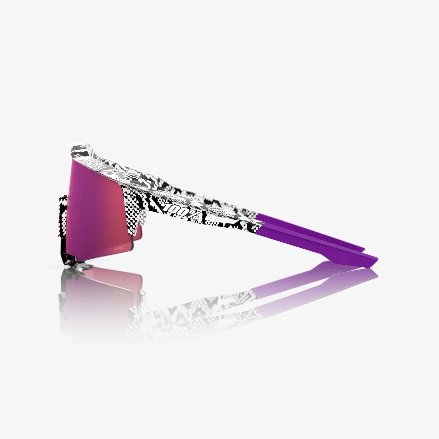 100% SPEEDCRAFT® Elly 3 White Venom HiPER® Dark Purple Mirror Lens w/ Bonus HiPER® Coral Lens