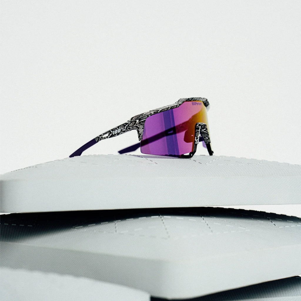 100% SPEEDCRAFT® Elly 3 White Venom HiPER® Dark Purple Mirror Lens w/ Bonus HiPER® Coral Lens